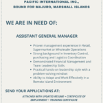 We’re Hiring Assistant General Manager – Retail & Wholesale Bound For Majuro, Marshall Islands
