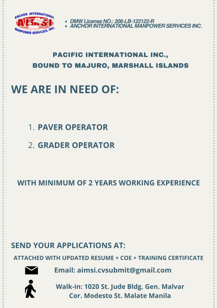 AIMSI Paver Operator, Grader Operator